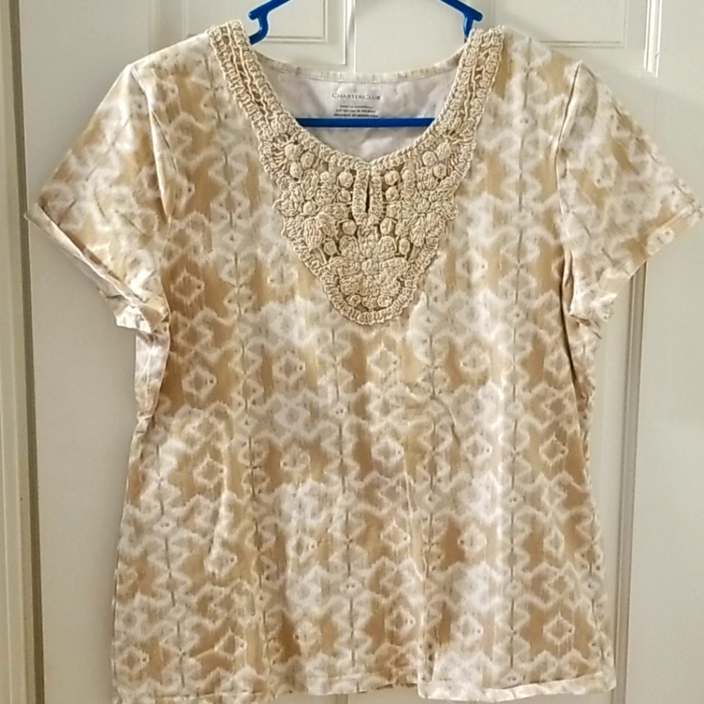 3 for 15$ -Tan and white embroidered t shirt